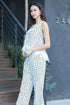 Gianna Feathered Pant Set - Black and White